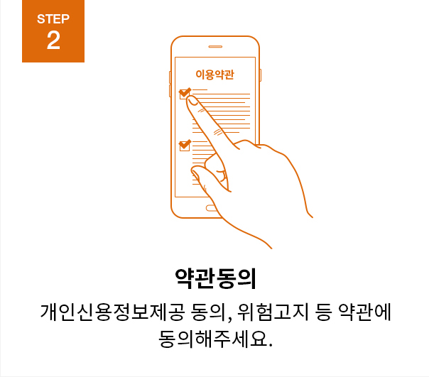 약관동의(개인신용정보제공 동의, 위험고지 등 약관에 동의해주세요.)